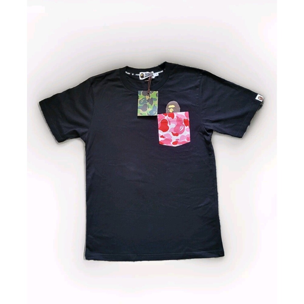 Bape A Bathing Ape men's Black Short Sleeves Crew Neck T-shirt  Size S